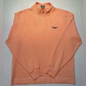 Fennec Mens Pullover Orange/White Striped Quarter Zip Sweatshirt Medium EUC
